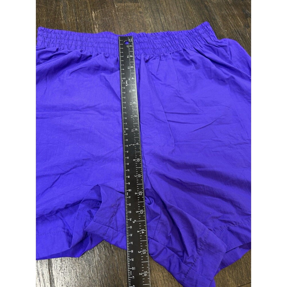 VTG 90s Pacific Connections Retro Purple Crinkle 100% Nylon Shorts Activewear XL - Picture 6 of 8